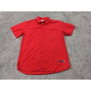 Vintage Pepe Jeans London Button Up Shirt Mens Large Red‎ Short Sleeve